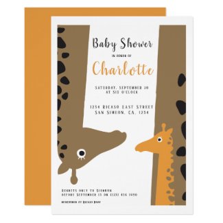Giraffe Mom and Baby Cute Baby Shower Invitation