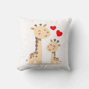 Giraffe Mom and Baby  Throw Pillow