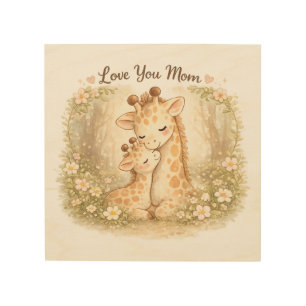 Giraffe Mom and Baby Wall Art – Love You Mom Paste