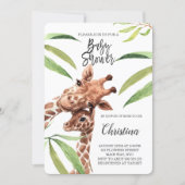 Giraffe Mom & Baby Greenery Eucalyptus Baby Shower Invitation (Front)