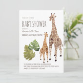 Giraffe Mom Baby Safari Gender-Neutral Baby Shower Invitation (Standing Front)