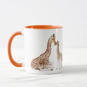 Giraffe Mom Baby Watercolor Mug
