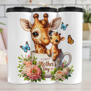 Giraffe Mom: Calf, Flowers, Mother's Day Thermal Tumbler