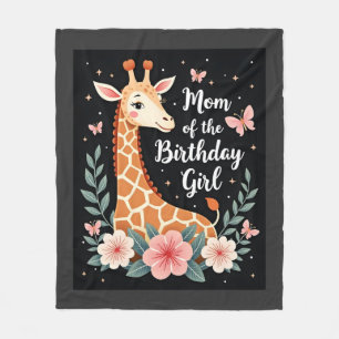 Giraffe Mom of the Birthday Girl Matching Family L Fleece Blanket