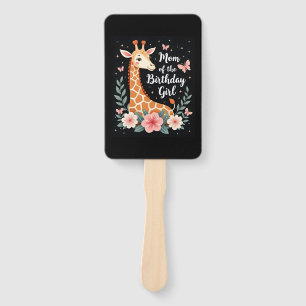 Giraffe Mom of the Birthday Girl Matching Family L Hand Fan