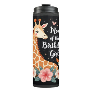 Giraffe Mom of the Birthday Girl Matching Family L Thermal Tumbler