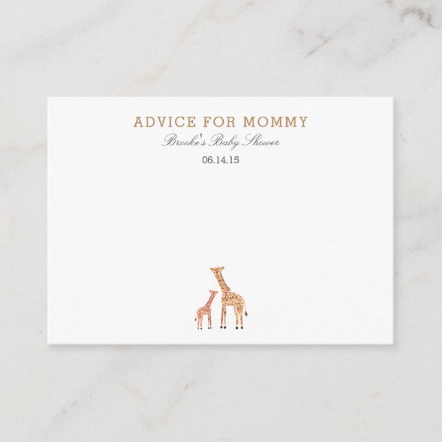 Giraffe Mommy Advice Cards (Front)