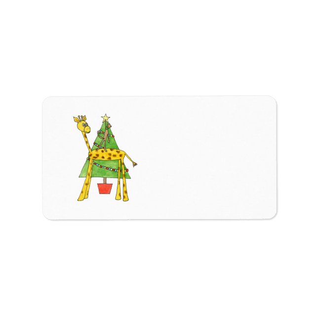 Giraffe, Monkey and Christmas Tree. Label (Front)