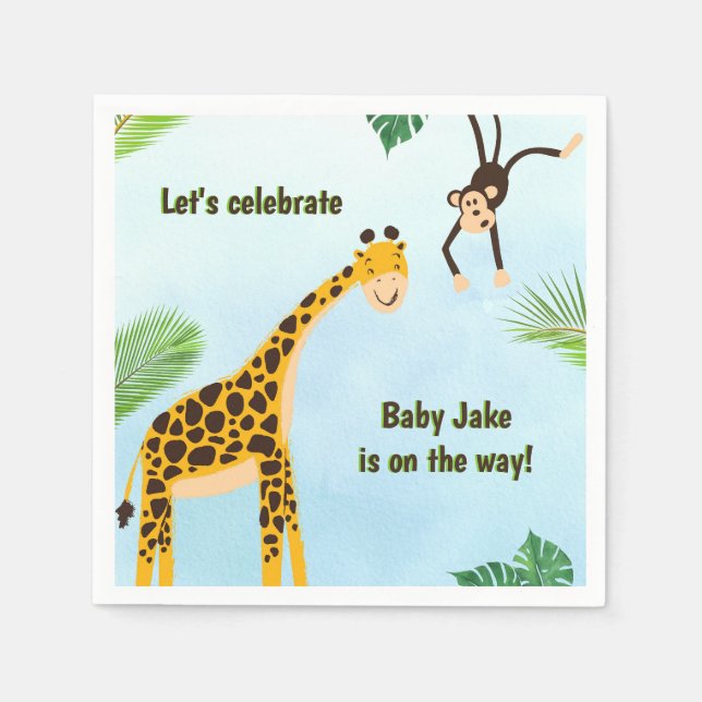 Giraffe & Monkey Safari or Zoo Party Animal   Napkins (Front)