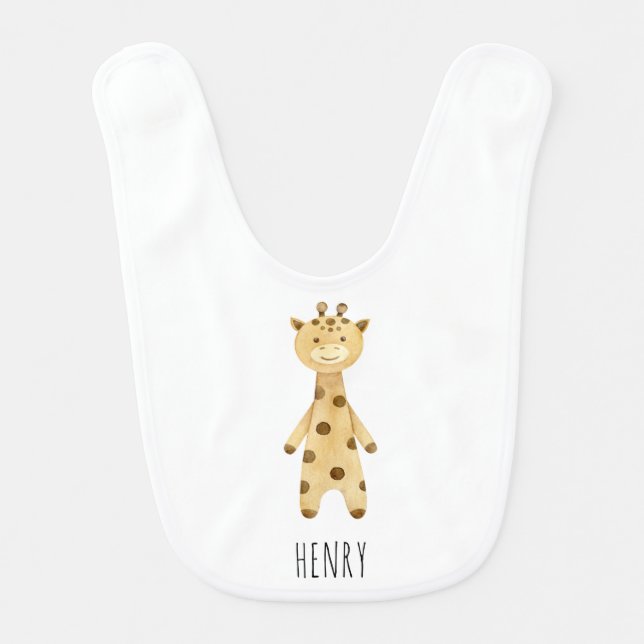 Giraffe monogram. cute modern  baby bib (Front)