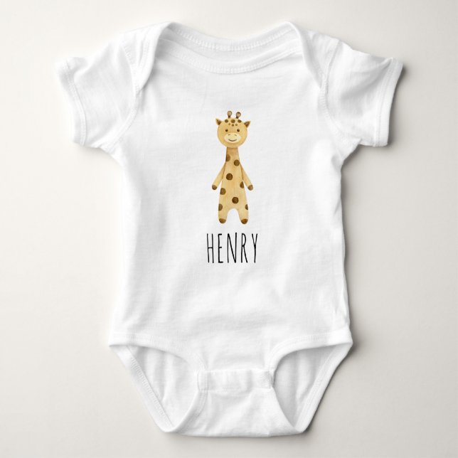 Giraffe monogram, cute modern  baby bodysuit (Front)