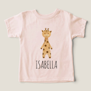 Giraffe monogram. cute modern pink  toddler t-shirt