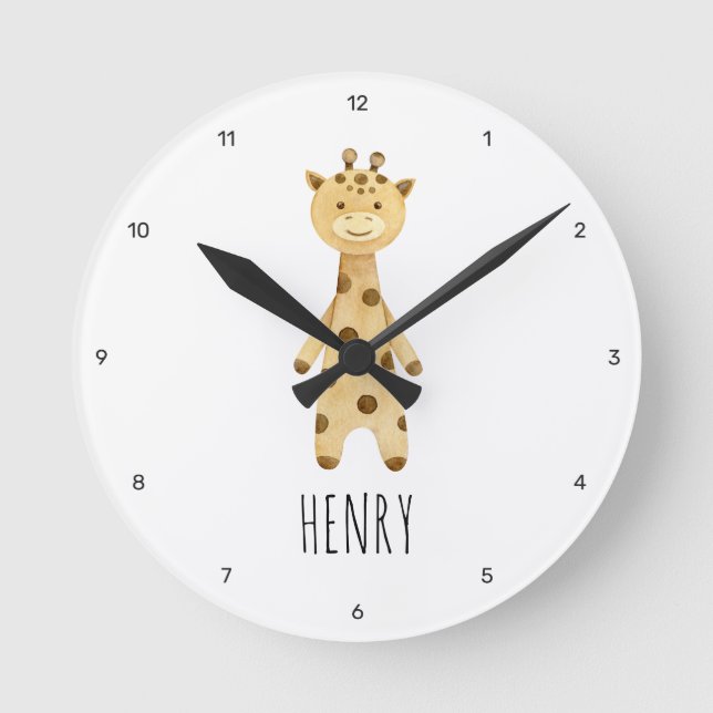 Giraffe monogram. cute modern  round clock (Front)
