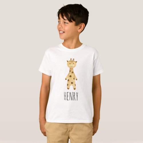 Giraffe monogram cute modern  T_Shirt
