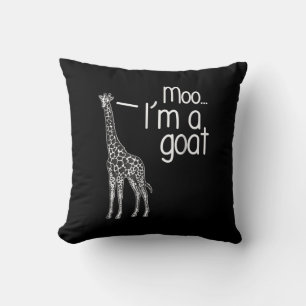 Giraffe Moo I'm A Goat Throw Pillow
