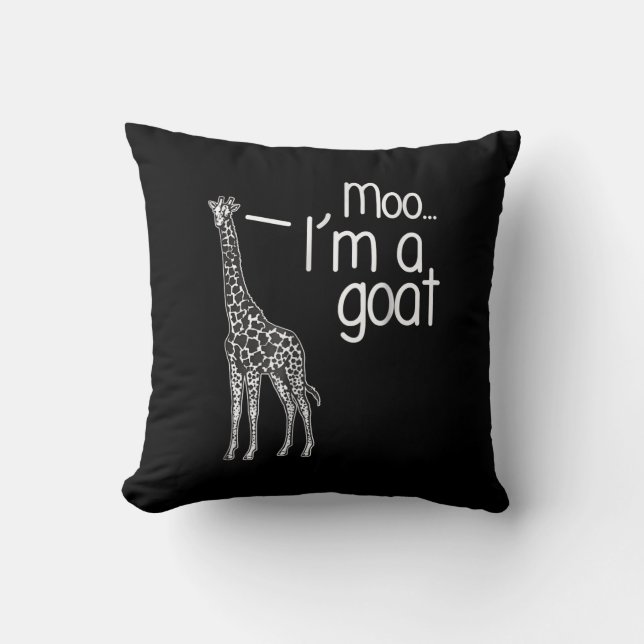 Giraffe Moo I'm A Goat Throw Pillow (Front)