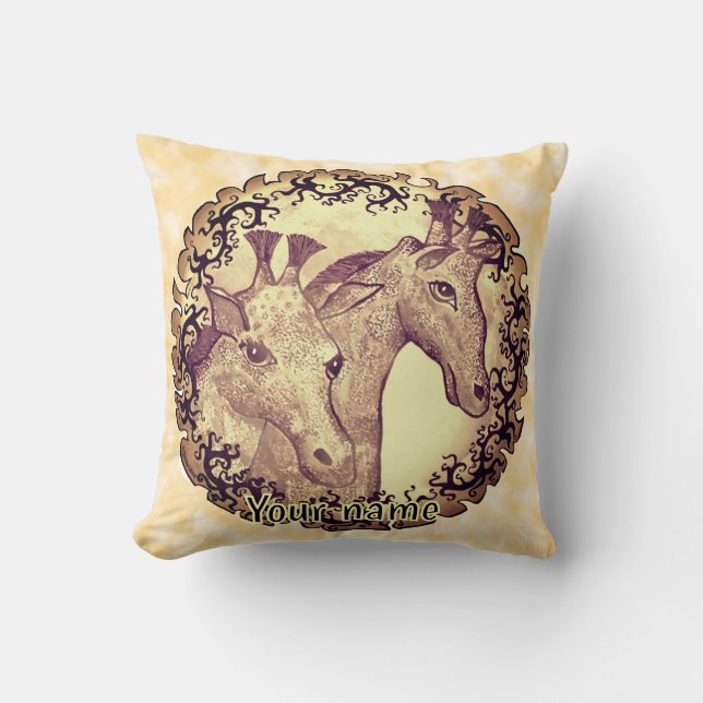 Giraffe Moon Throw Pillow (Front)