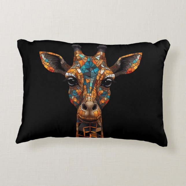 Giraffe Mosaic Portrait Accent Pillow (Back)