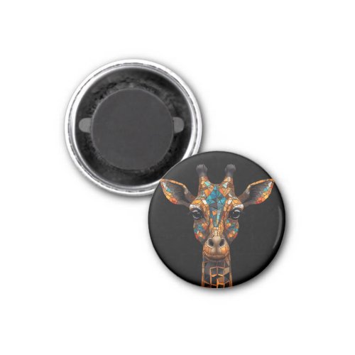Giraffe Mosaic Portrait Acrylic Keychain Magnet