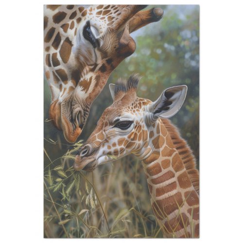 Giraffe Mother Baby Close Up Decoupage Tissue Paper