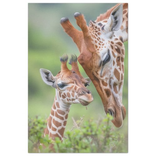 Giraffe Mother Baby Grazing Decoupage Tissue Paper