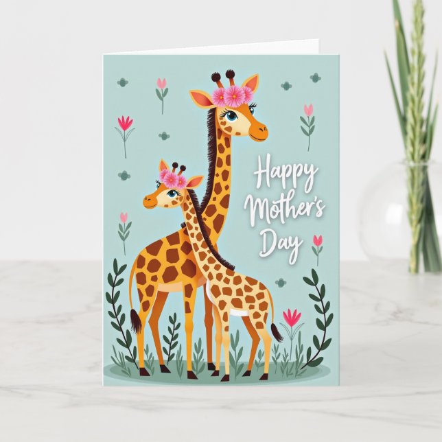 Giraffe Mothers Day Greeting Card (Front)