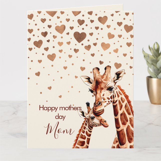 Giraffe Mothers Day, Happy Mother's Day  Card (Small Plant)