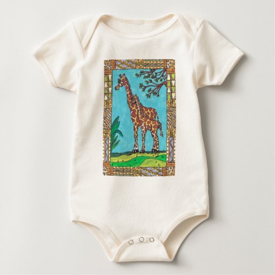 Giraffe Mum and Baby Infant Organic Creeper