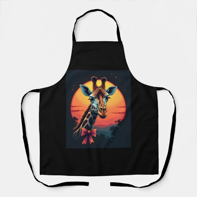 Giraffe Neck Like a Rollercoaster Run Funny Retro  Apron (Front)