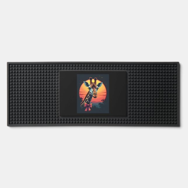 Giraffe Neck Like a Rollercoaster Run Funny Retro  Bar Mat (Front)