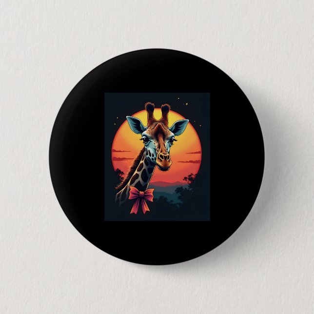 Giraffe Neck Like a Rollercoaster Run Funny Retro  Button (Front)