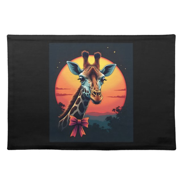 Giraffe Neck Like a Rollercoaster Run Funny Retro  Cloth Placemat (Front)