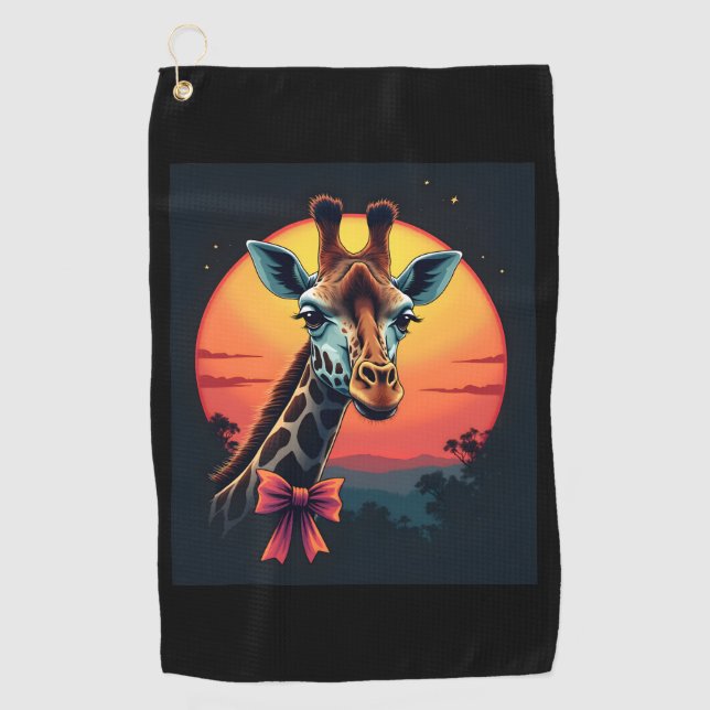 Giraffe Neck Like a Rollercoaster Run Funny Retro  Golf Towel (Front)