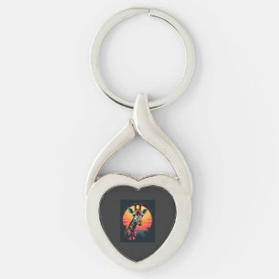 Giraffe Neck Like a Rollercoaster Run Funny Retro Keychain