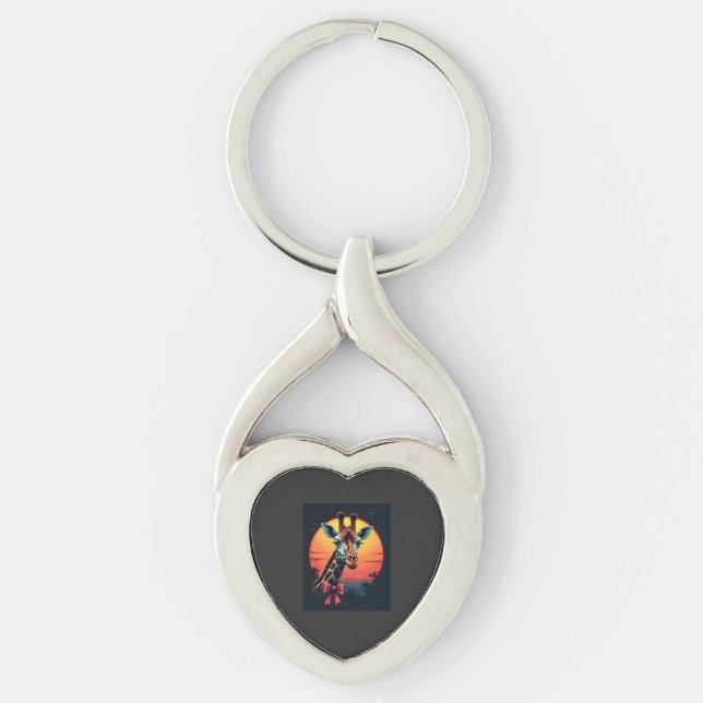 Giraffe Neck Like a Rollercoaster Run Funny Retro  Keychain (Front)