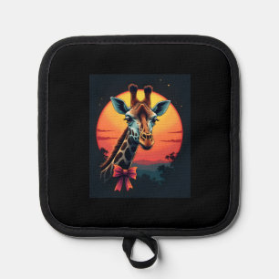 Giraffe Neck Like a Rollercoaster Run Funny Retro Pot Holder