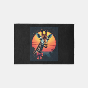 Giraffe Neck Like a Rollercoaster Run Funny Retro Rug
