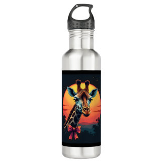 Giraffe Neck Like a Rollercoaster Run Funny Retro Stainless Steel Water Bottle