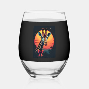 Giraffe Neck Like a Rollercoaster Run Funny Retro Stemless Wine Glass