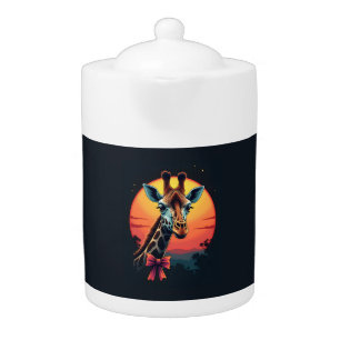 Giraffe Neck Like a Rollercoaster Run Funny Retro Teapot