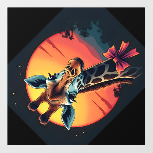 Giraffe Neck Like a Rollercoaster Run Funny Retro Wall Decal