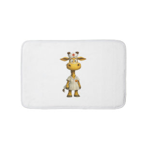 Giraffe Nurse Cartoon – Whimsical Healthcare Hero Bath Mat