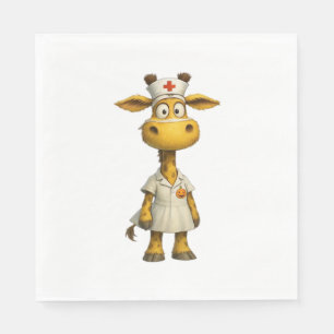 Giraffe Nurse Cartoon – Whimsical Healthcare Hero Napkins
