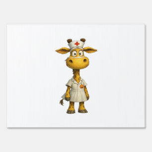 Giraffe Nurse Cartoon � Whimsical Healthcare Hero  Sign