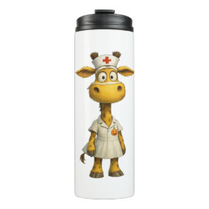 Giraffe Nurse Cartoon – Whimsical Healthcare Hero Thermal Tumbler