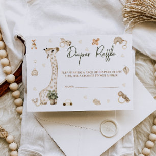 Giraffe Nursery Boho Baby Shower Diaper Raffle Enclosure Card