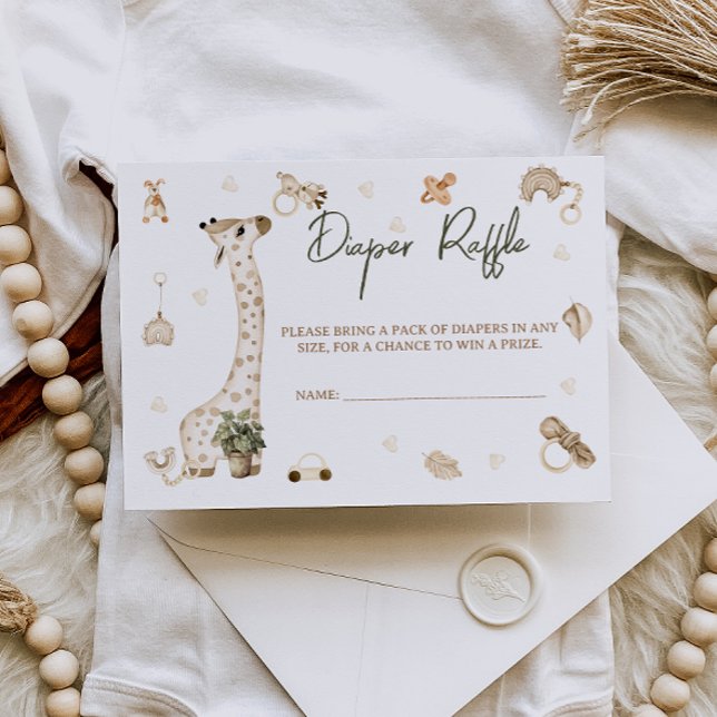 Giraffe Nursery Boho Baby Shower Diaper Raffle Enclosure Card (Creator Uploaded)