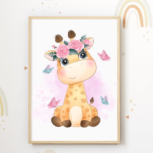 Giraffe Nursery Poster Animal Kids Room Print