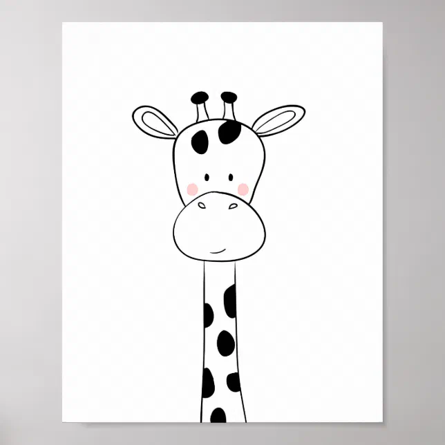 Giraffe Nursery Print Black and white modern zoo | Zazzle