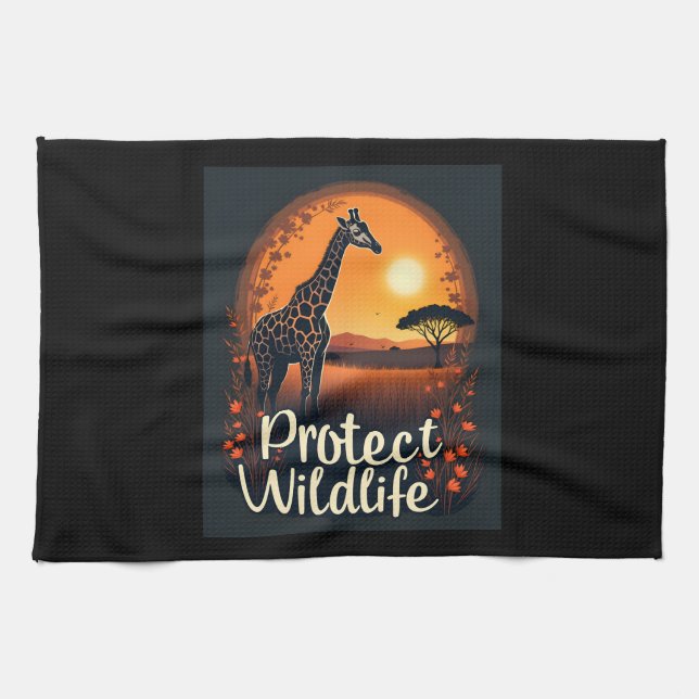 Giraffe of the Savanna Tank Top Kitchen Towel (Horizontal)